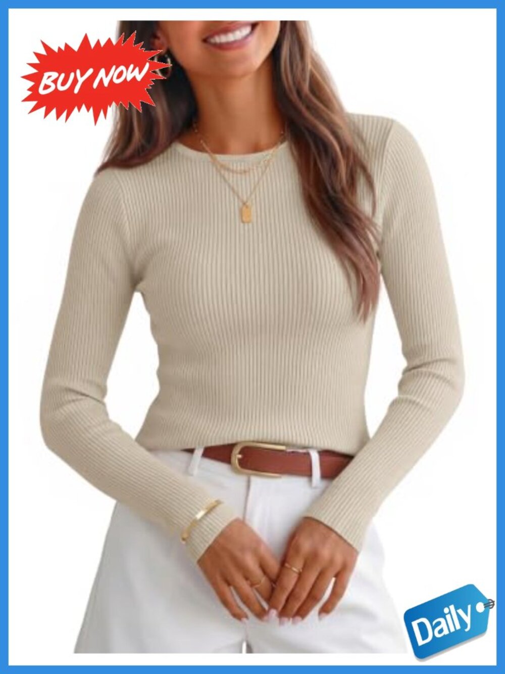 Womens Slim Fit Crewneck Long Sleeve Knit Top Lightweight Pullover